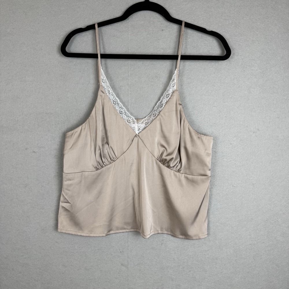 Y2K Womens Fairy Grunge‎ Lace Babydoll Tan Cami Size L Coquette Festival 90S